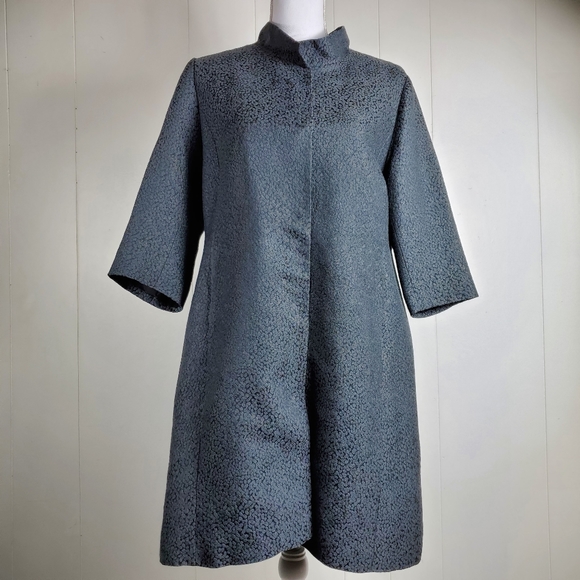 Eileen Fisher silk blend cheetah print  3/4 sleeve pea coat size medium - Picture 11 of 11